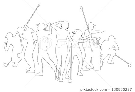 Golfers Golfing Silhouette Golf People Silhouettes 130930257
