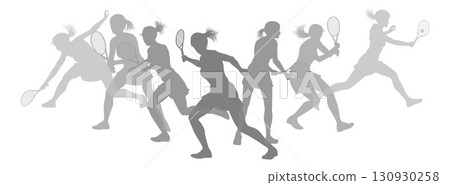 Silhouette Tennis Players Silhouettes Concept Silhouette Tennis Players Silhouettes Concept 130930258