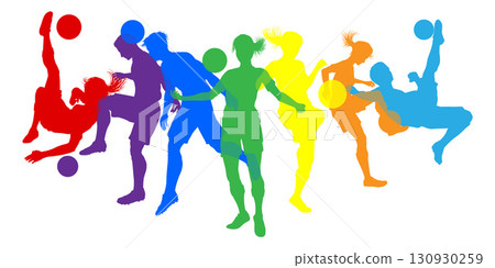 Soccer Football Players Male Female Silhouettes 130930259