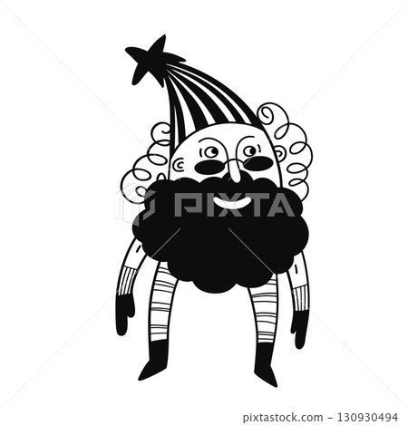 Funny Christmas gnome. Christmas, New year concept. Hand drawn illustration Funny Christmas gnome. Christmas, New year concept. Hand drawn illustration 130930494