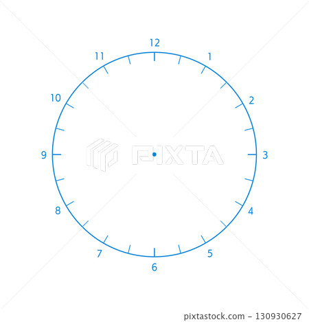 Analog clock template with numbers 1-12 - Log and pie chart material for half-day, 12-hour, and yearly time periods 130930627