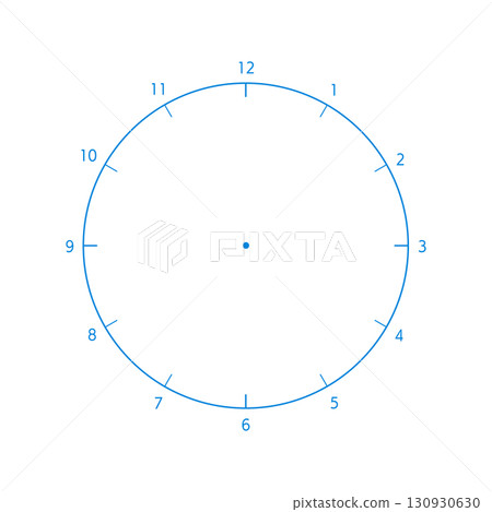Analog clock template with numbers 1-12 - Log and pie chart material for half-day, 12-hour, and yearly time periods 130930630