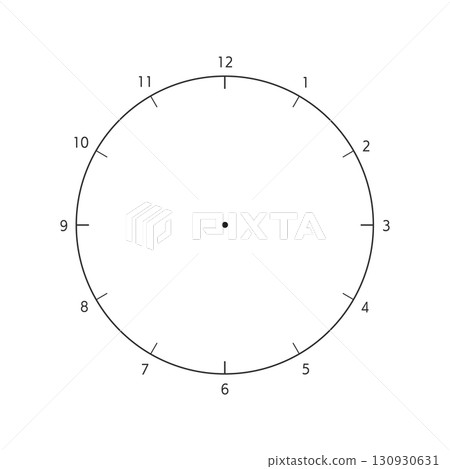 Analog clock template with numbers 1-12 - Log and pie chart material for half-day, 12-hour, and yearly time periods Analog clock template with numbers 1-12 - Log and pie chart material for half-day, 12-hour, and yearly time periods 130930631