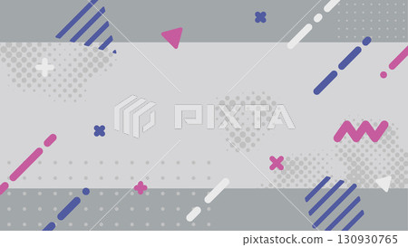 時尚可愛的灰色系串流畫面。流行的背景裝飾插畫。邊框。時尚的16:9比例 130930765