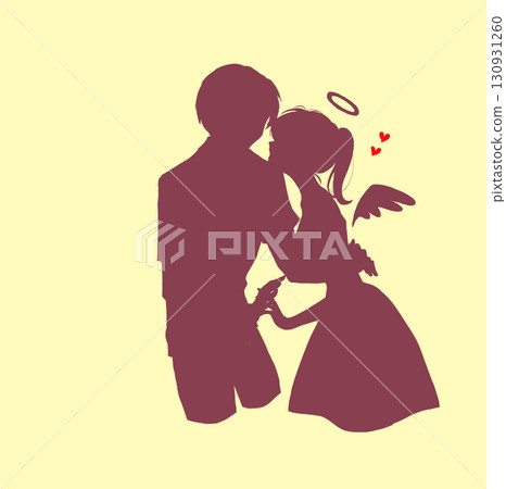 Angelic woman and shy man Angelic woman and shy man 130931260
