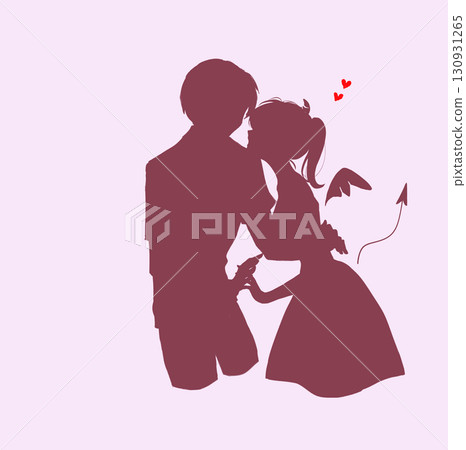 惡魔般的女人與男人的剪影 惡魔般的女人與男人的剪影 130931265