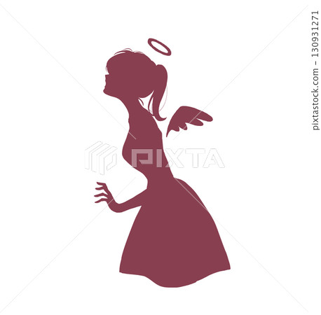 Angelic woman silhouette from the side 130931271