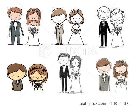 Illustration of a bride and groom for illustration purposes 130931373