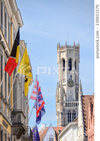 Belfry of Bruges, medieval bell tower in the historic centre of Bruges, Belgium 130931570