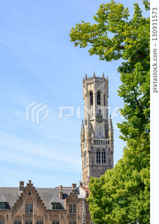 Belfry of Bruges, medieval bell tower in the historic centre of Bruges, Belgium 130931573