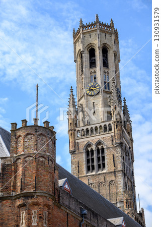 Belfry of Bruges, medieval bell tower in the historic centre of Bruges, Belgium 130931579