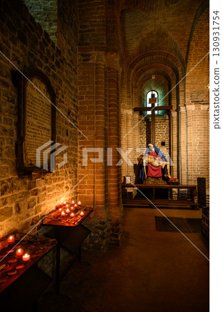 Interior of the Basilica of the Holy Blood, Catholic basilica housing a relic of the Holy Blood of Christ in Bruges, Belgium 130931754