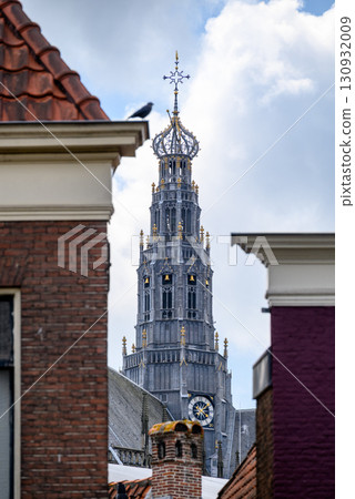 Bell tower of the Church of Saint Bavo Grote Kerk, Reformed Protestant church in Haarlem, Netherlands Bell tower of the Church of Saint Bavo Grote Kerk, Reformed Protestant church in Haarlem, Netherlands 130932009