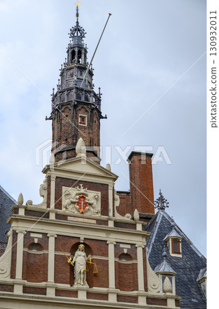 Bell tower of the Church of Saint Bavo Grote Kerk, Reformed Protestant church in Haarlem, Netherlands 130932011