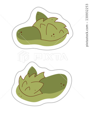 Sticker with a green slippers. Color hand drawn clipart illustration. 130932253