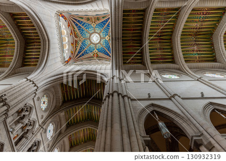 Interior of the Cathedral of Saint Mary the Royal of the Almudena located opposite the Royal Palace in Madrid, Spain 130932319