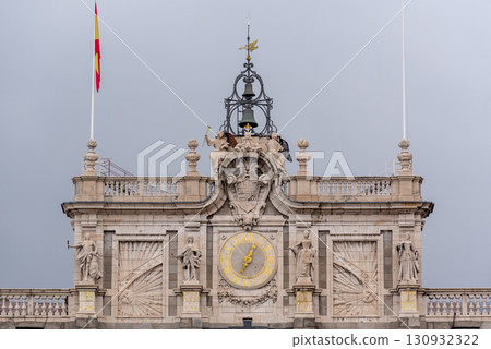 Details on the facade of the Palacio Real Royal Palace of Madrid official residence of royal family of Spain Details on the facade of the Palacio Real Royal Palace of Madrid official residence of royal family of Spain 130932322