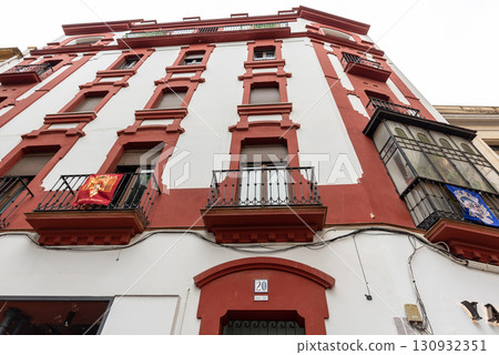 Cityscape of Casco Antiguo historic Old town city centre district of the capital of Andalusia, Seville, Spain 130932351
