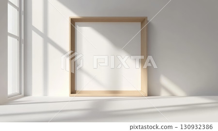 Wooden Frame Mockup in Sunlight Room Wooden Frame Mockup in Sunlight Room 130932386