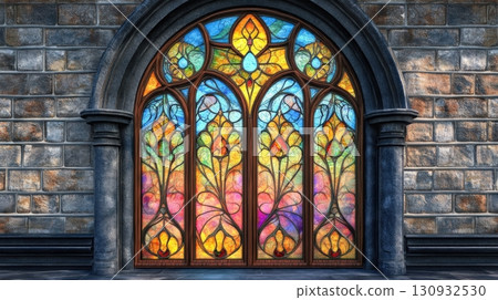 Colorful Stained Glass Window In A Cathedral 130932530