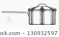 Hand Drawn Vintage Vector Illustration of Saucepan Cooking Pot Kitchen Utensil Not AI Generated 130932597