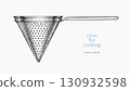 Hand Drawn Vintage Vector Illustration of Kitchen Colander Cooking Utensil Not AI Generated 130932598