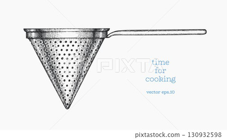 Hand Drawn Vintage Vector Illustration of Kitchen Colander Cooking Utensil Not AI Generated Hand Drawn Vintage Vector Illustration of Kitchen Colander Cooking Utensil Not AI Generated 130932598