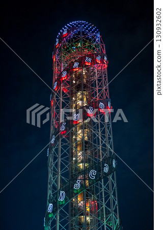 Alphabetic Tower 130 meter high structure holding 33 letters of the Georgian alphabet in Batumi, Georgia 130932602