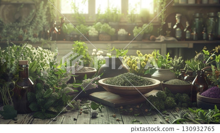 Herbalism Courses Advertisement Photorealistic Phot 130932765