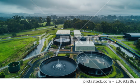 Massive Industrial Rainwater Harvesting Aerial view 130932862