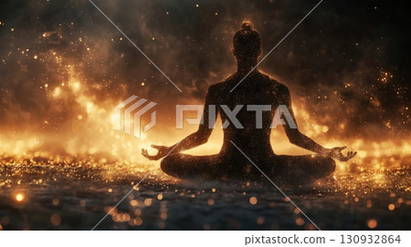 Time-Lapse Style Image Showing A Persons Aura 130932864