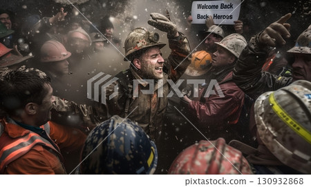 Miners In An Underground Mine 130932868