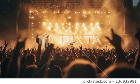 Crowd At A Concert with Bright Lights 130932981