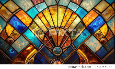 Art Nouveau Stained Glass Window 130933078