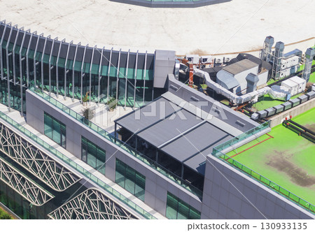 HVAC and chiller systems installed on the roof top HVAC and chiller systems installed on the roof top 130933135