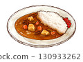 Curry rice hand drawn illustration Curry rice hand drawn illustration 130933262