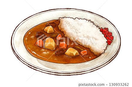 咖哩飯手繪插畫 咖哩飯手繪插畫 130933262