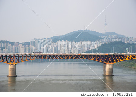 Smog pollution and yellow dust covering cityscape of Seoul, capital of South Korea Smog pollution and yellow dust covering cityscape of Seoul, capital of South Korea 130933281