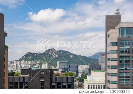 Panoramic cityscape view of downtown Seoul, capital of South Korea 130933294