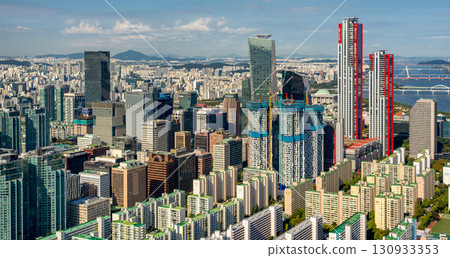 Panoramic cityscape aerial view of downtown Seoul, capital of South Korea Panoramic cityscape aerial view of downtown Seoul, capital of South Korea 130933353