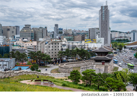 Panoramic cityscape view of Dongdaemun district in downtown Seoul, capital of South Korea Panoramic cityscape view of Dongdaemun district in downtown Seoul, capital of South Korea 130933385