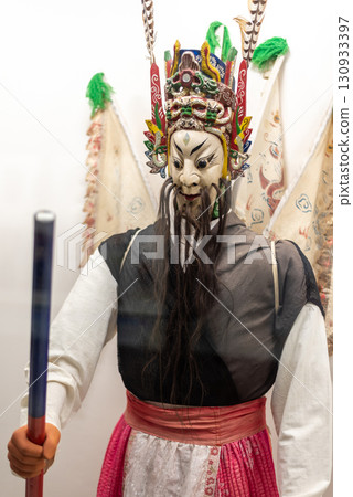 Folklore masks exhibited in Hahoe World Mask Museum in Hahoe Village in Andong, South Korea Folklore masks exhibited in Hahoe World Mask Museum in Hahoe Village in Andong, South Korea 130933397