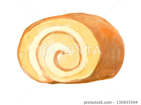 簡單又美味的蛋糕捲手繪水彩插圖 簡單又美味的蛋糕捲手繪水彩插圖 130933594