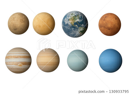 Planets isolated on transparent background, space theme 130933795