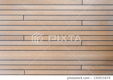 Teak wood deck texture background. Wooden deck on super yacht. Yachting concept. 130933878