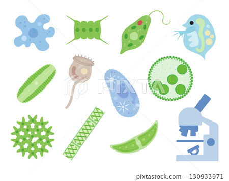 可愛的微生物插畫素材 set_flat 130933971