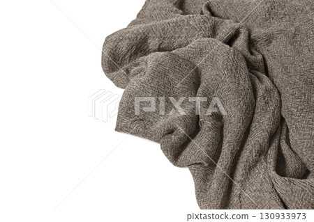 gray linen kitchen towel napkin isolated on white background 130933973