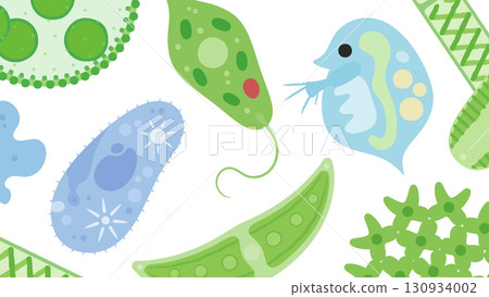 可愛的微生物背景插圖_16:9 可愛的微生物背景插圖_16:9 130934002