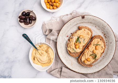 Delicious sandwiches with hummus Delicious sandwiches with hummus 130934036