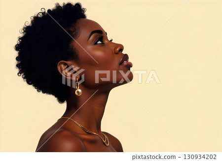 beautiful woman with earrings 130934202